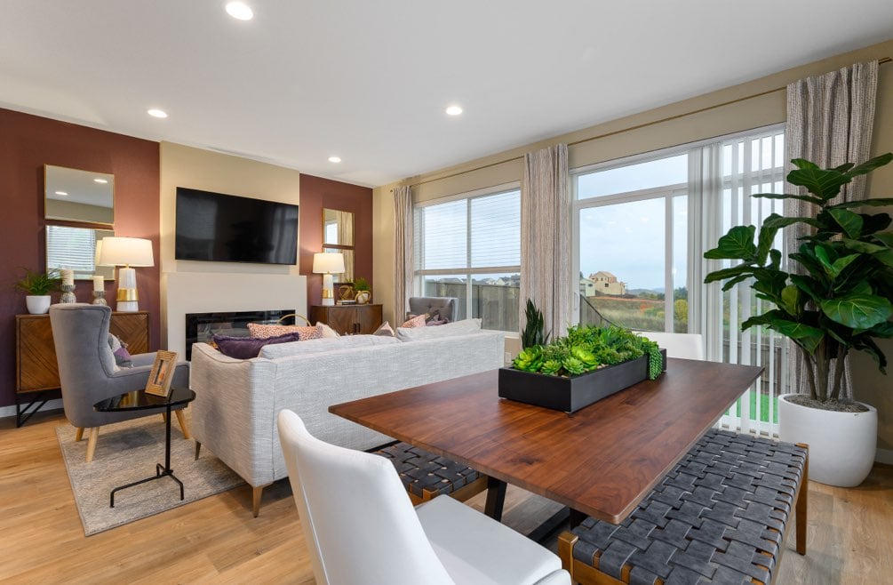 Traditional style living room in new home